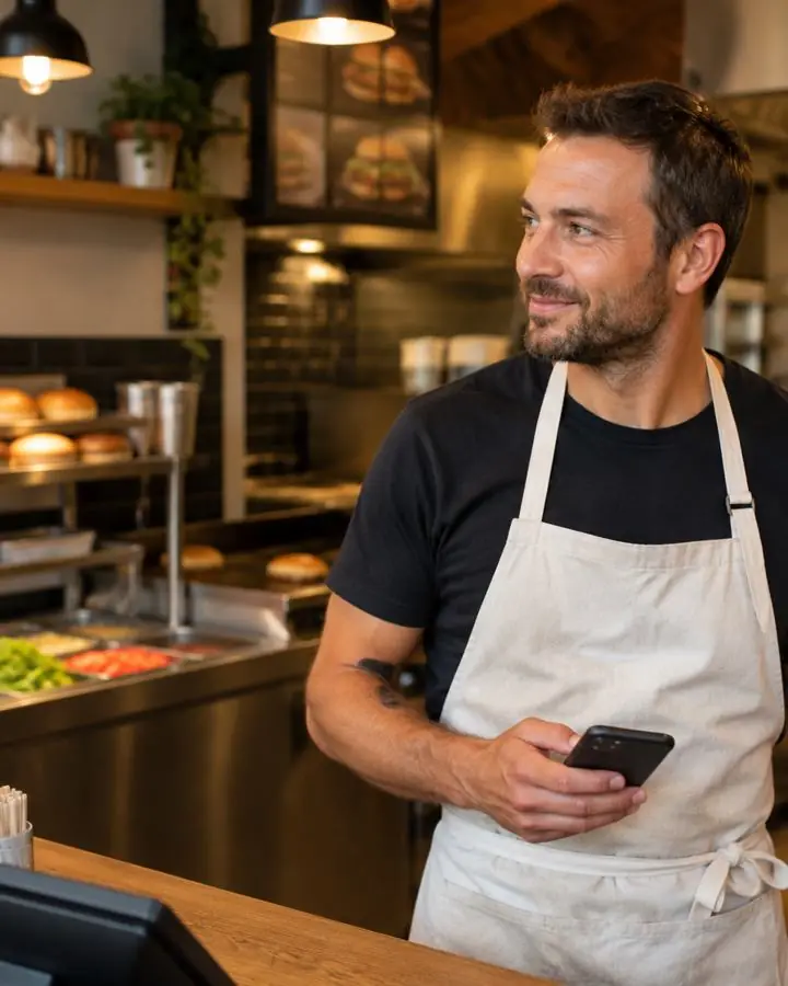 Un restaurateur prend ses commandes en direct