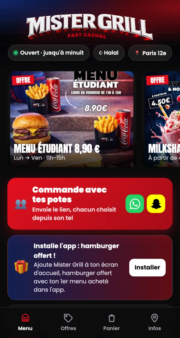 L'appli de Mister Grill, à Paris 12e