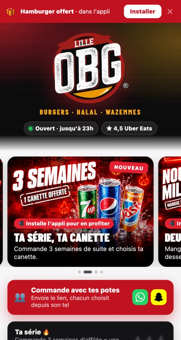L'appli d'Original Burger Grill, à Lille Wazemmes